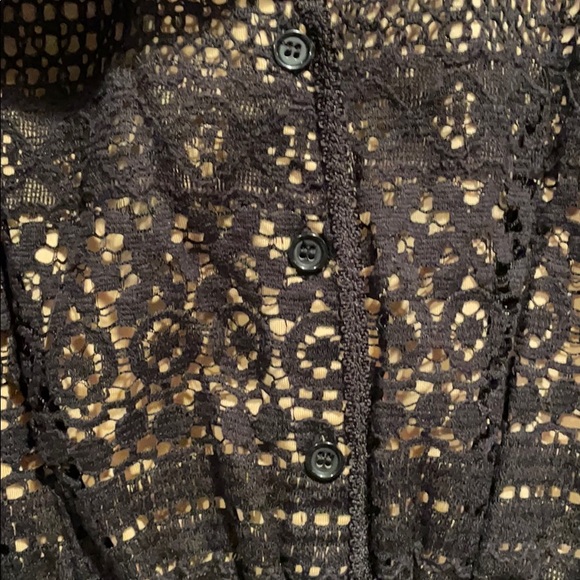 Max Studio V-neck Black Lace Dress w/ Nude Lining - Picture 3 of 10